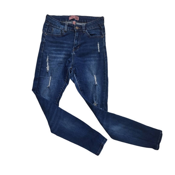 Wax Jean Y2K Butt I Love You Distressed Skinny Stretch Dark Grunge Jeans 5/27 - Picture 11 of 12